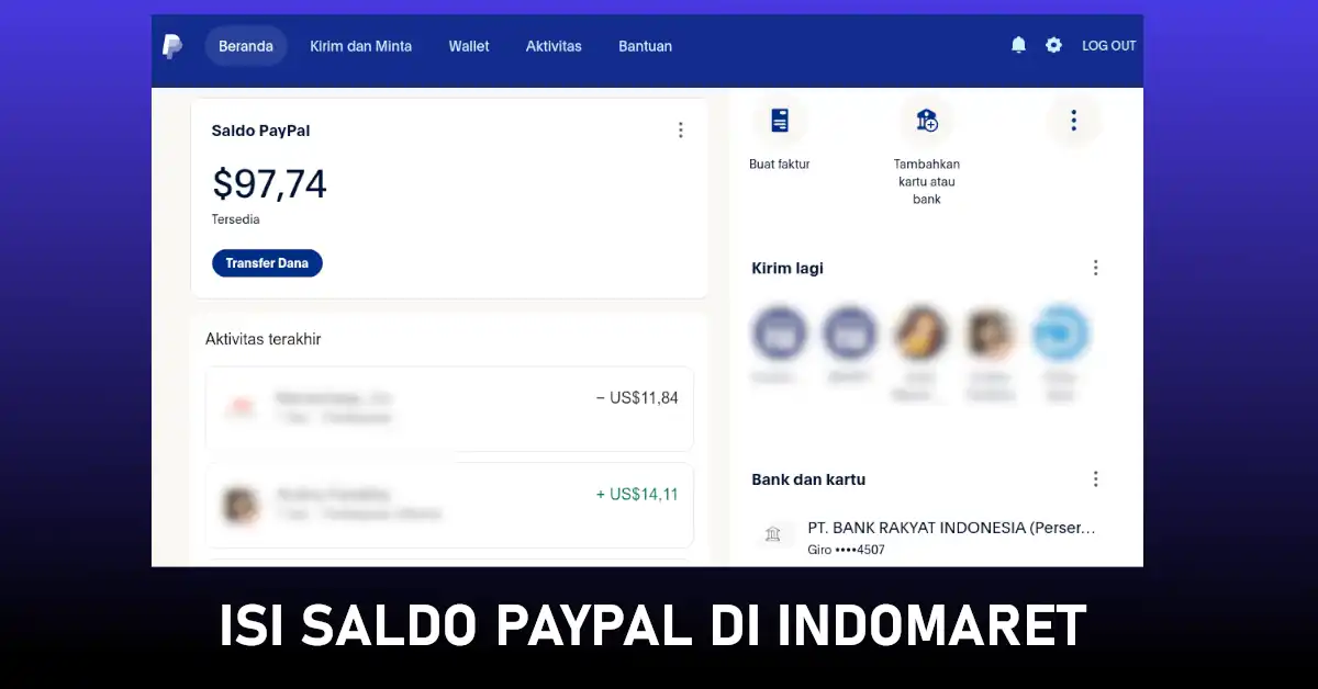 cara mengisi saldo paypal lewat indomaret