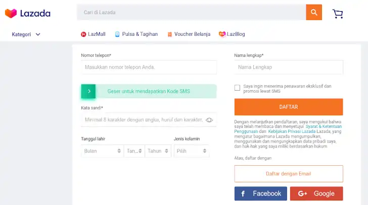 cara daftar affiliate lazada