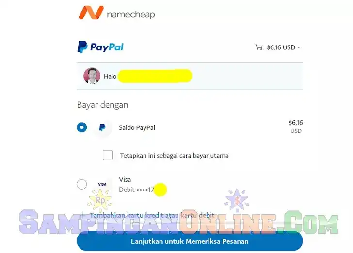 pembayaran domain namecheap