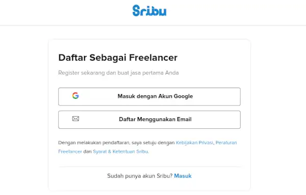 cara daftar sribu com