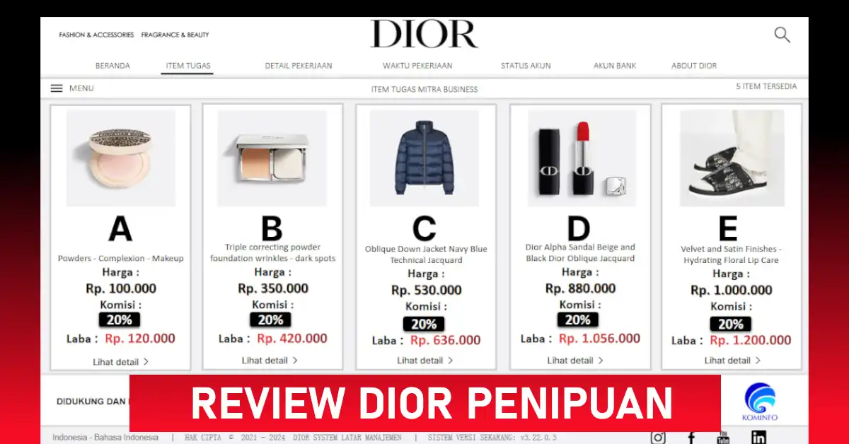 dior penipuan