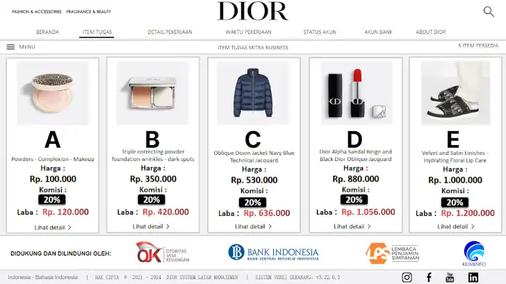 tugas dior affiliate